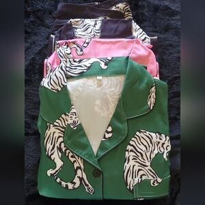 3 Pieces Vibrant Pajama Set with Tiger Print